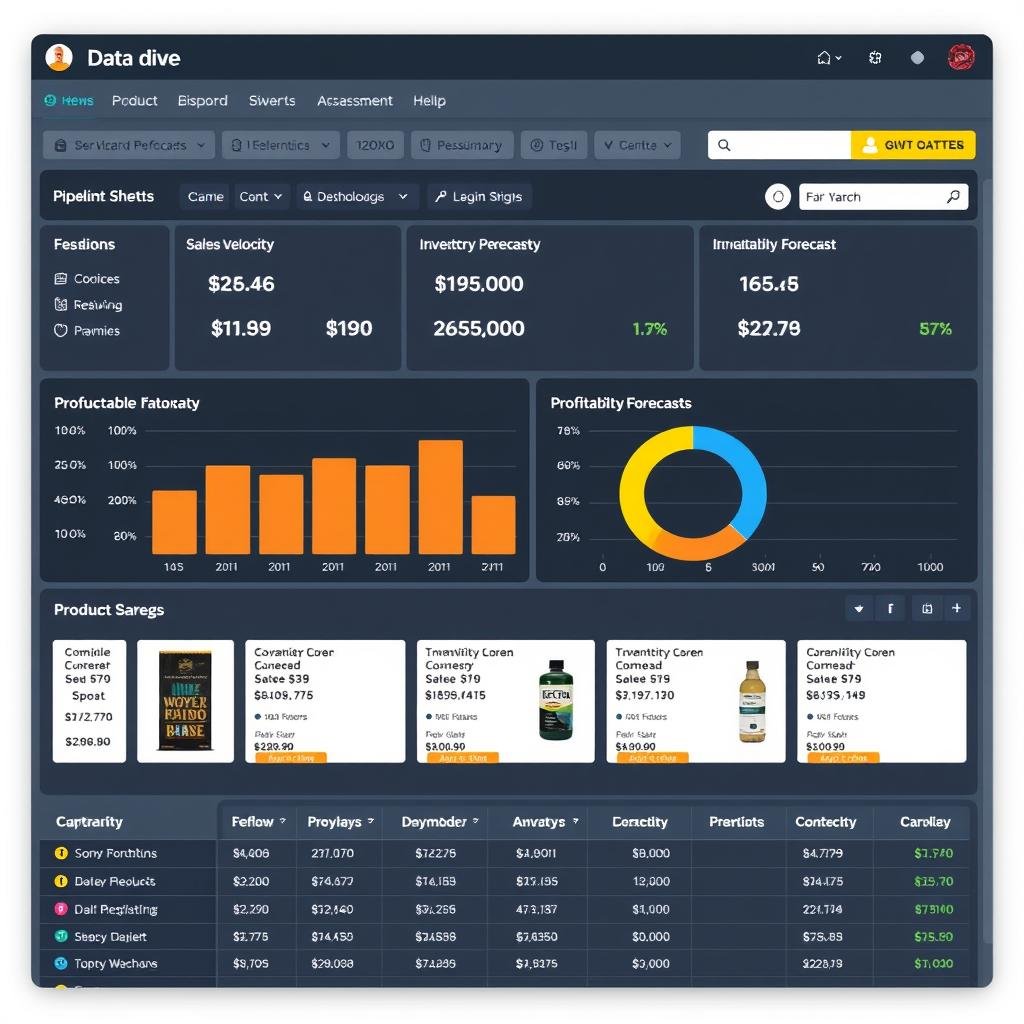 Data Dive Pipeline Sheet showing product performance tracking