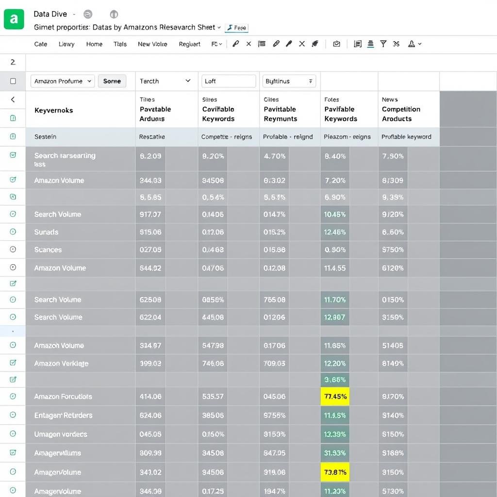 Data Dive Research Sheet feature showing keyword analysis