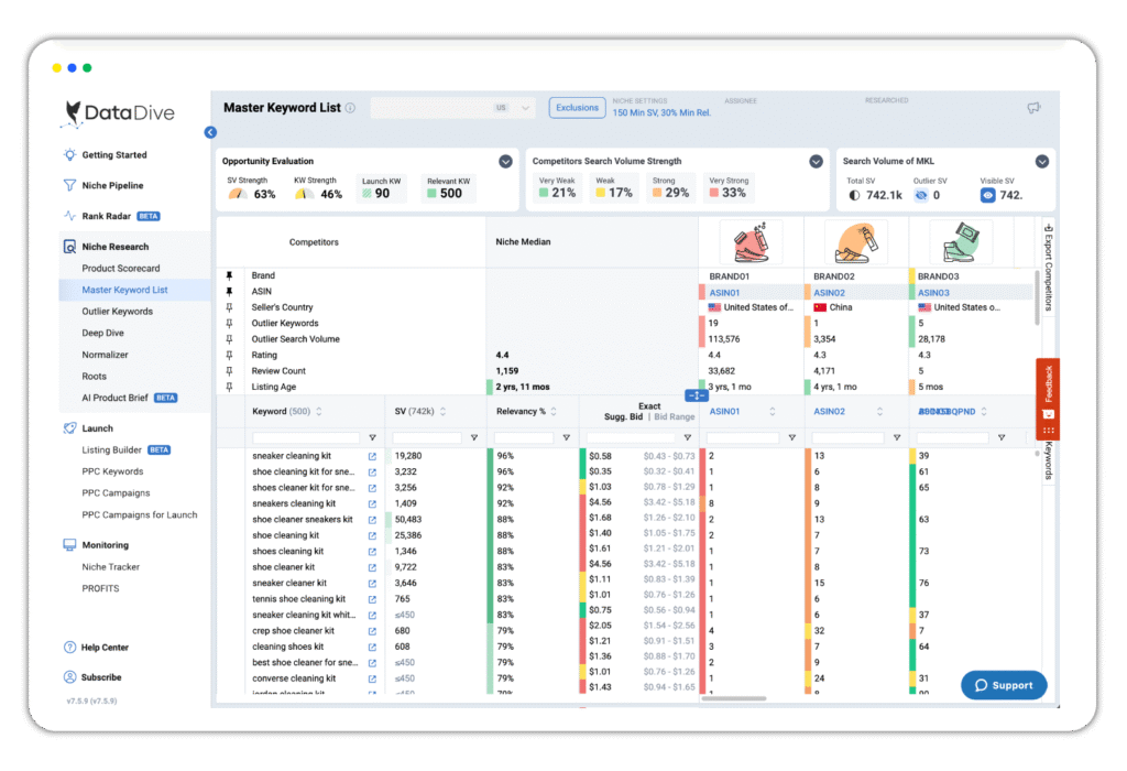 Step-by-step guide to setting up Data Dive with screenshots